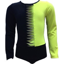 Look Me Bisiklet Yaka Pencere Detaylı Siyah-yeşil 50uv Uzun Kollu Kız Çocuk Mayo by Nessi Byrd