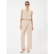 Koton Kruvaze Detaylı Bol Paça Pantolon Aerobin Kumaş