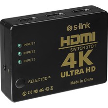 S-Link SL-HSW73 HDMI 3in1 Otomatik 3li Metal Switch