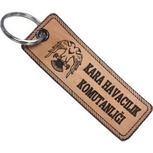 Seyhan Askeri Malzeme Kara Havacılık Komutanlığı Deri Anahtarlık  - Arma - Leather Key Holder