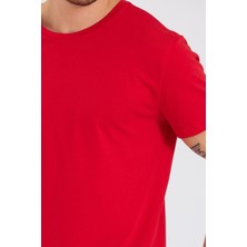 Quhox Erkek Pamuk Modal Regular Fit T-Shirt Kırmızı