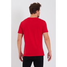 Quhox Erkek Pamuk Modal Regular Fit T-Shirt Kırmızı