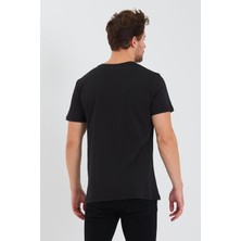 Quhox Erkek Pamuk Modal Regular Fit T-Shirt Siyah