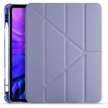 Enci Store Apple iPad Air 11 2024 Uyumlu Tablet Kılıfı Tri Folding Kalem Bölmeli Standlı Katlanabilir Kılıf, Koyu Yeşil