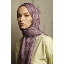 Valor Scarf Tozlu Eflatun Kazayağı Desen Ipeksi Jakar Şal