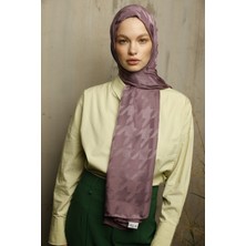 Valor Scarf Tozlu Eflatun Kazayağı Desen Ipeksi Jakar Şal