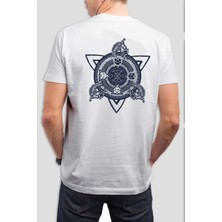 T-35 Ejderha Valhalla Baskılı Beyaz  Tişört C669