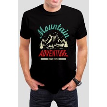T-35 Dağ Baskılı Siyah  Tişört C655