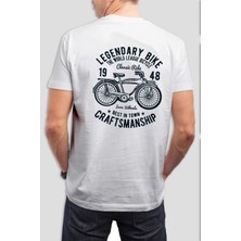 T-35 Bisiklet Baskılı Beyaz  Tişört C671