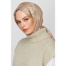 Valor Scarf Kum Beji Kazayağı Desen Ipeksi Jakar Şal
