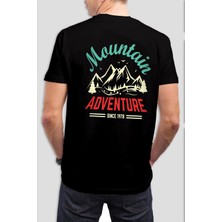 T-35 Dağ Baskılı Siyah  Tişört C656