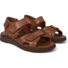 Konfores 2039 Masaj Tabanlı  Deri Tam Anatomik Erkek Sandalet - NKT02039-TABA-46