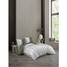 Taç Kristal Nevresim Takımı Ekose Haki Tek Kişilik