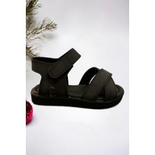 Ponchiq Siyah Cırt Cırtlı Unisex Bebek Sandalet