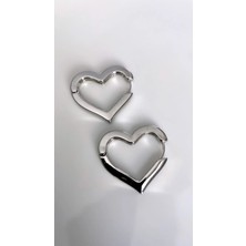 Just GAF Gümüş / Silver Renk Kalp Şekilli Küpe