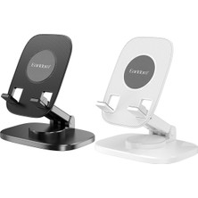 Earldom EH176 360 Derece Ayarlanabilir Katlanabilir Masaüstü Telefon Tutucu - Beyaz