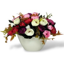 Nettenevime Yapay Çiçek Aranjmanı Gondol Vazoda Mor Pudra Pembe Tonlarında Erengül Çiçekleri