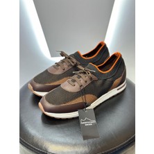Aristocrat Shoes Triko Bağcıklı Yürüyüş Spor Ayakkabı Siyah Kahverengi
