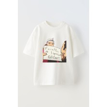 The Wert Unisex Feratlar ve Kopekler Giremez Tasarım Baskılı Pamuk Beyaz Oversize T-Shirt