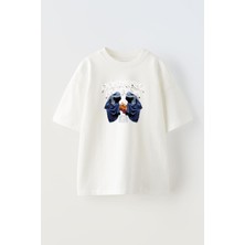 Unisex Dıcegame Zarlar Tasarım Baskılı Pamuk Beyaz Oversize T-Shirt