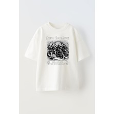 The Wert Unisex Eternal Bıker Spırıt Tasarım Baskılı Pamuk Beyaz Oversize T-Shirt