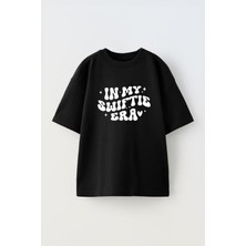 The Wert Unisex In My Swiftie Era Tasarım Baskılı Pamuk Sıyah Oversize T-Shirt