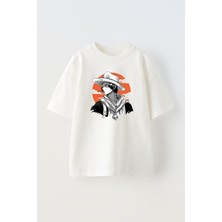 The Wert Unisex Portgas One Piece Tasarım Baskılı Pamuk Beyaz Oversize T-Shirt
