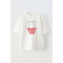 The Wert Unisex Attack On Titan Anime Tasarım Baskılı Pamuk Beyaz Oversize T-Shirt