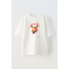 The Wert Unisex Metallıc Kurukafa Tasarım Baskılı Pamuk Beyaz Oversize T-Shirt