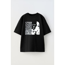 Unisex Senin Ağzından Cıkanı Kulagın Duyuyormu Tasarım Baskılı Pamuk Sıyah Oversize T-Shirt