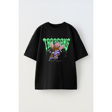 The Wert Unisex Trargang Tasarım Baskılı Pamuk Sıyah Oversize T-Shirt