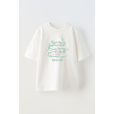 The Wert Unisex Escape Kurukafa Tasarım Baskılı Pamuk Beyaz Oversize T-Shirt