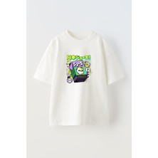 Unisex Japanese Juice Kids Tasarım Baskılı Pamuk Beyaz Oversize T-Shirt