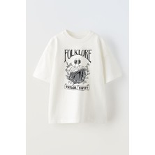 The Wert Unisex Taylor Swift Folklore Tasarım Baskılı Pamuk Beyaz Oversize T-Shirt
