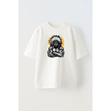 Unisex Body Builder Kırıldereli Tasarım Baskılı Pamuk Beyaz Oversize T-Shirt
