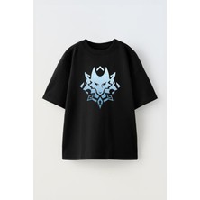 Unisex Wriothesley Constel Lation Logo Tasarım Baskılı Pamuk Sıyah Oversize T-Shirt