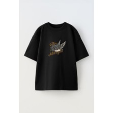 The Wert Unisex Costom Motoreyels Tasarım Baskılı Pamuk Sıyah Oversize T-Shirt