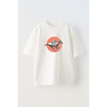 The Wert Unisex Derby Horse Tasarım Baskılı Pamuk Beyaz Oversize T-Shirt
