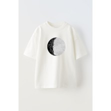 The Wert Unisex Metal Poster Selenophiles Love The Moon Tasarım Baskılı Pamuk Beyaz Oversize T-Shirt
