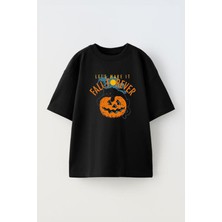 The Wert Unisex Fall Forever Tasarım Baskılı Pamuk Sıyah Oversize T-Shirt