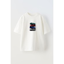 The Wert Unisex Cars Green Red Blue White Tasarım Baskılı Pamuk Sıyah Oversize T-Shirt