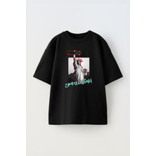 The Wert Unisex Skate Hıgh Tasarım Baskılı Pamuk Sıyah Oversize T-Shirt
