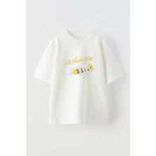 The Wert Unisex Full Thnottle Baby Tasarım Baskılı Pamuk Beyaz Oversize T-Shirt
