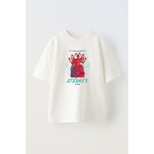 The Wert Unisex Eternıt Tasarım Baskılı Pamuk Beyaz Oversize T-Shirt