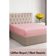 Latte Tekstil Pembe Renkli  Pamuklu Penye Kumaş Fitted Lastikli Çarşaf Tek-Çift-Battal Ebat