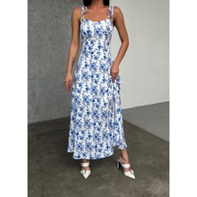 Zishan Fashion Ip Askılı Gloplu Astarlı Çiçekli Maxi Boy Şık Tasarım Kadın Gece Abiye Elbise 002