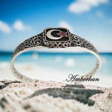 Amberkan Gümüş Ay Yıldız Temalı Zirkon Taşlı Bileklik