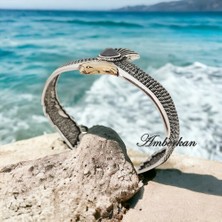 Amberkan Gümüş Kartal Temalı Zirkon Taşlı Bileklik