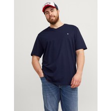 Jack & Jones Jjepaulos Tee Ss Crew Neck Noos Pls Erkek Lacivert Büyük Beden Tshirt 12253778-04
