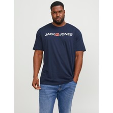 Jack & Jones Jjecorp Logo Tee Ss Crew Neck Noos Pls Erkek Lacivert Büyük Beden Tshirt 12184987-04